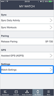 Modify your watch settings