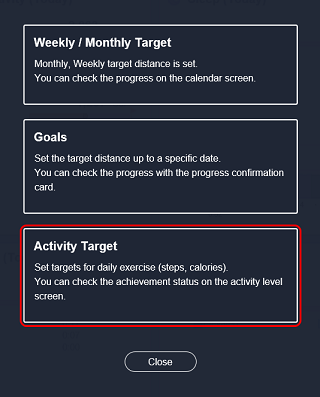 Setting targets for Daily activity