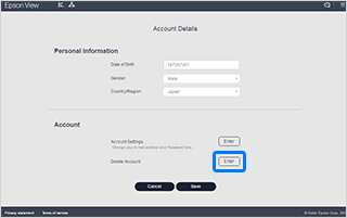 Supprimer votre compte Epson View